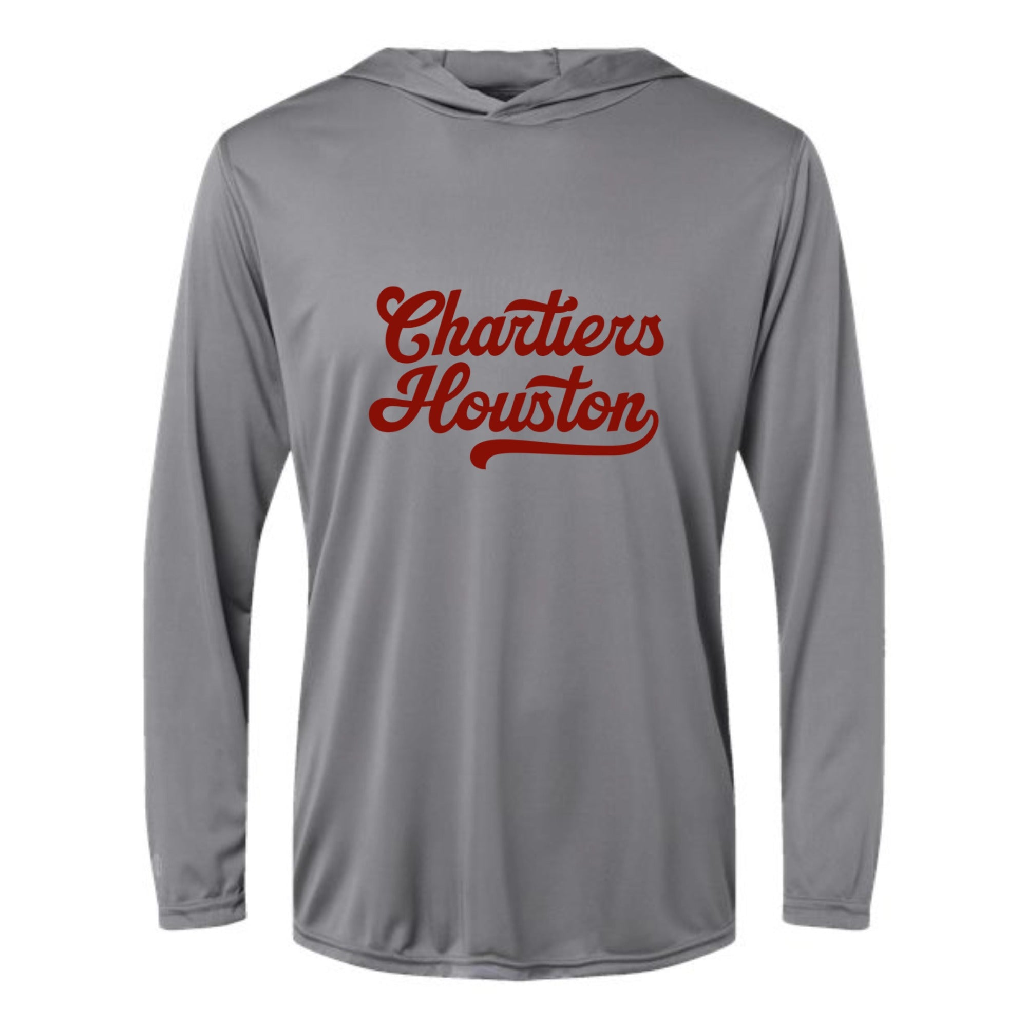 Chartiers Houston Script Unisex Hooded Long Sleeved Performance Tee