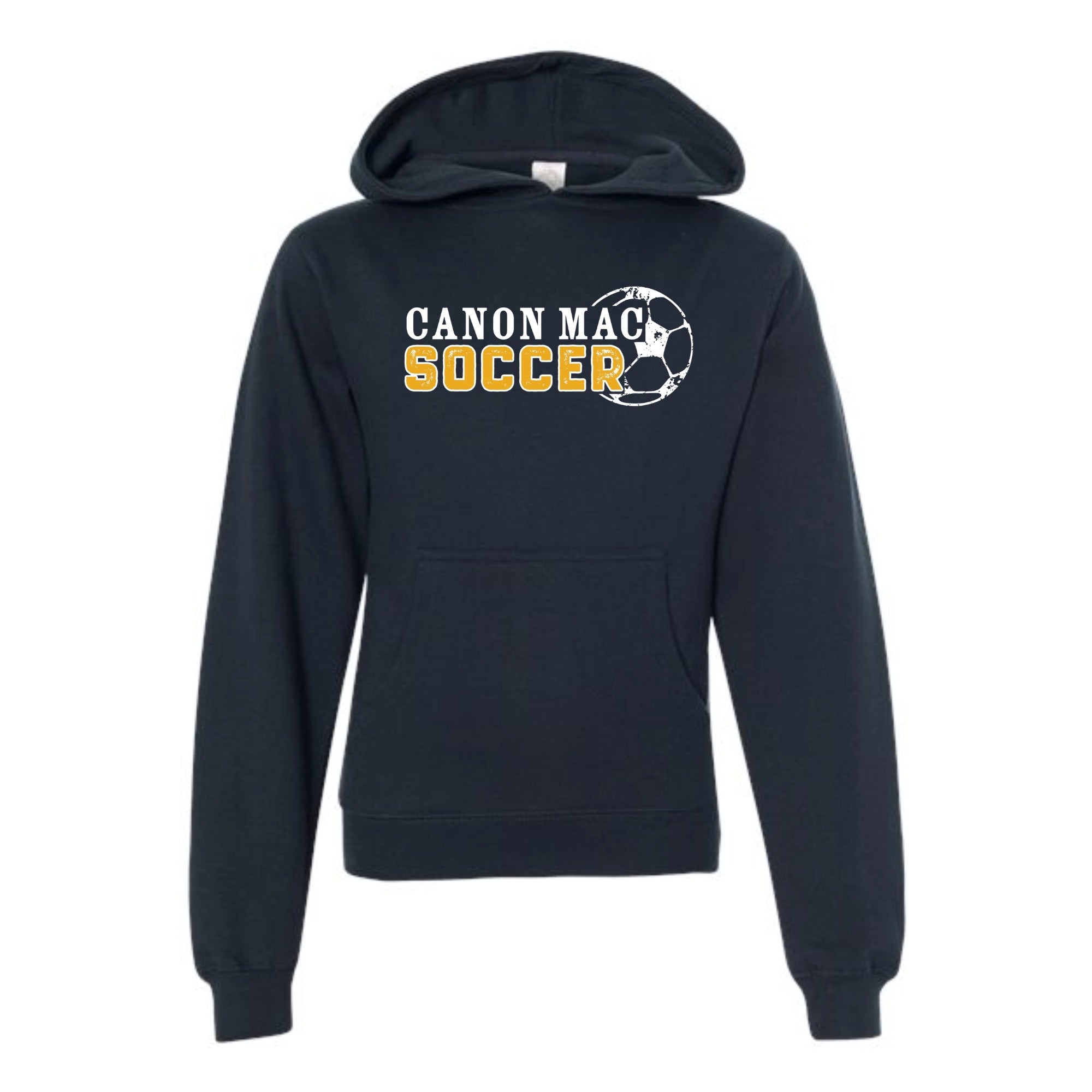 Canon Mac Soccer White Distressed Youth Midweight Hooded Sweatshirt