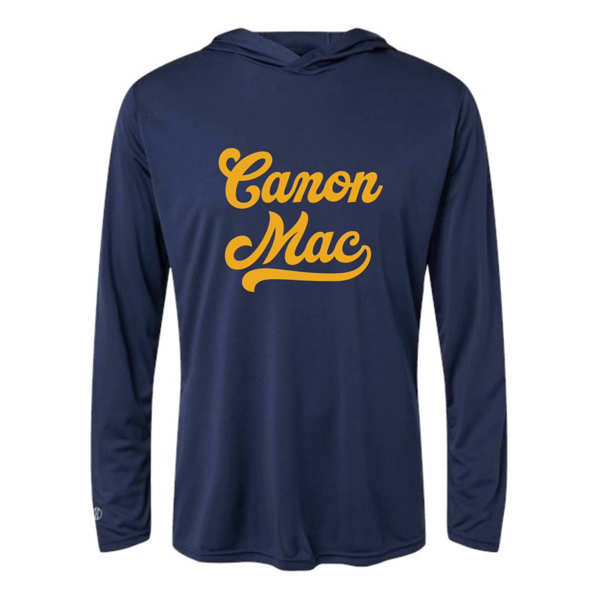 Canon Mac Script Unisex Hooded Long Sleeved Performance Tee