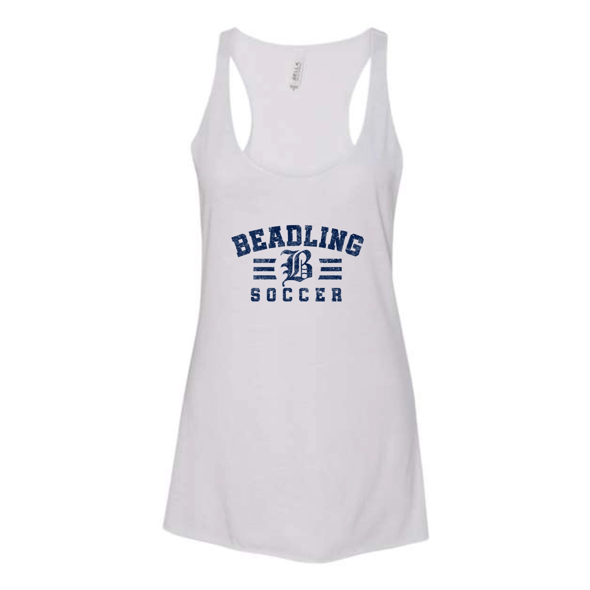 Beadling Soccer Navy Bold Women's Tri-blend Racerback Tank