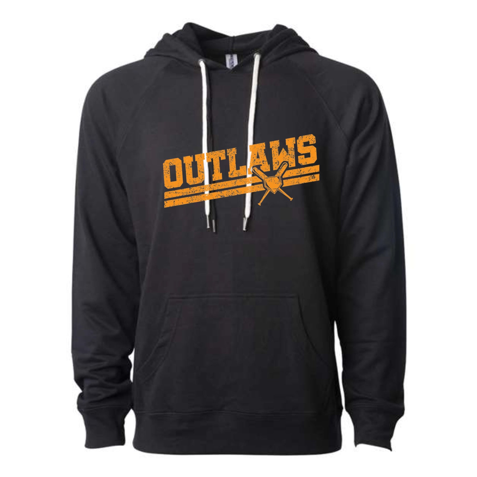 Outlaws Baseball Slant Lightweight Loopback Terry Hooded Sweatshirt