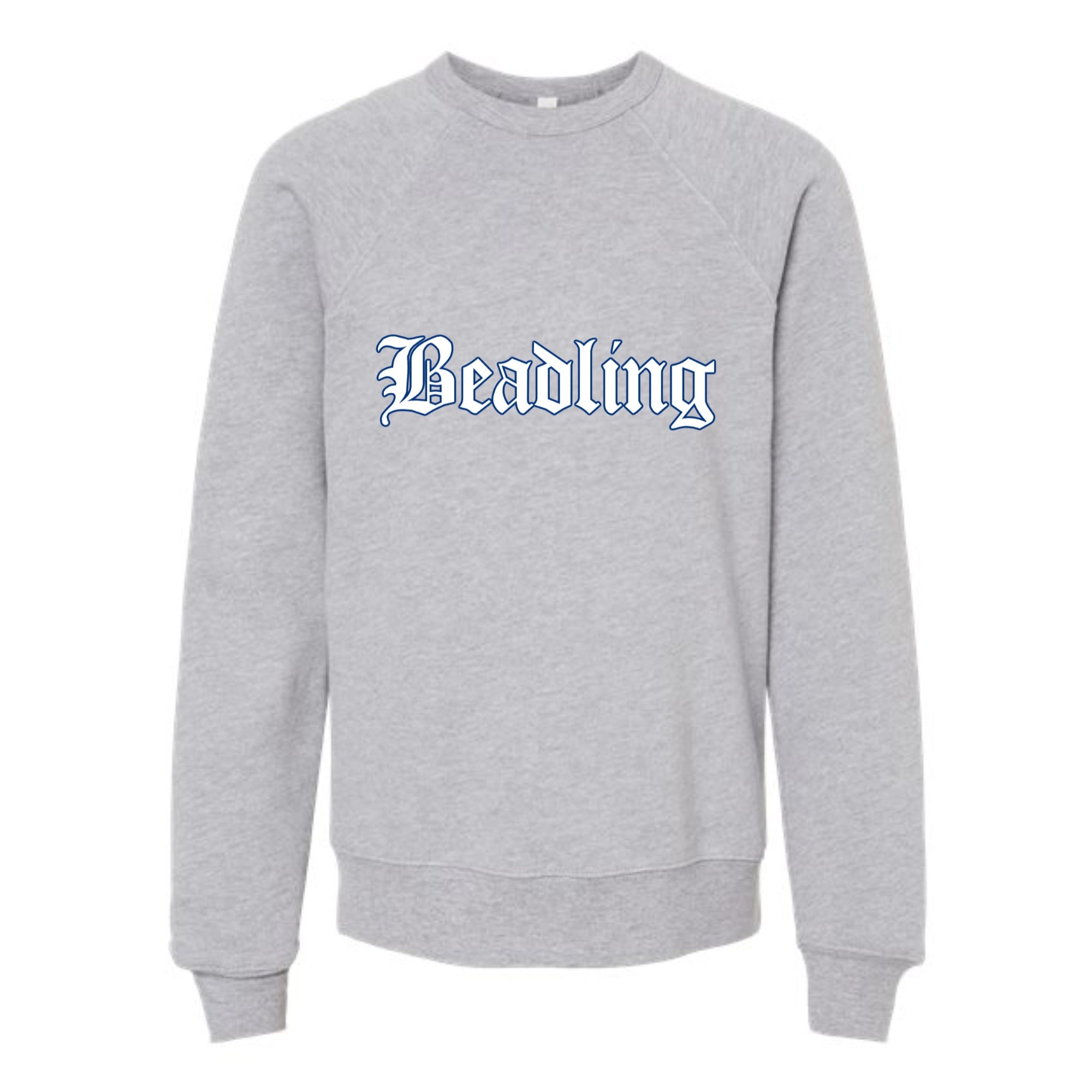 Beadling Soccer Vintage Blue Outline Youth Fleece Crewneck Sweatshirt