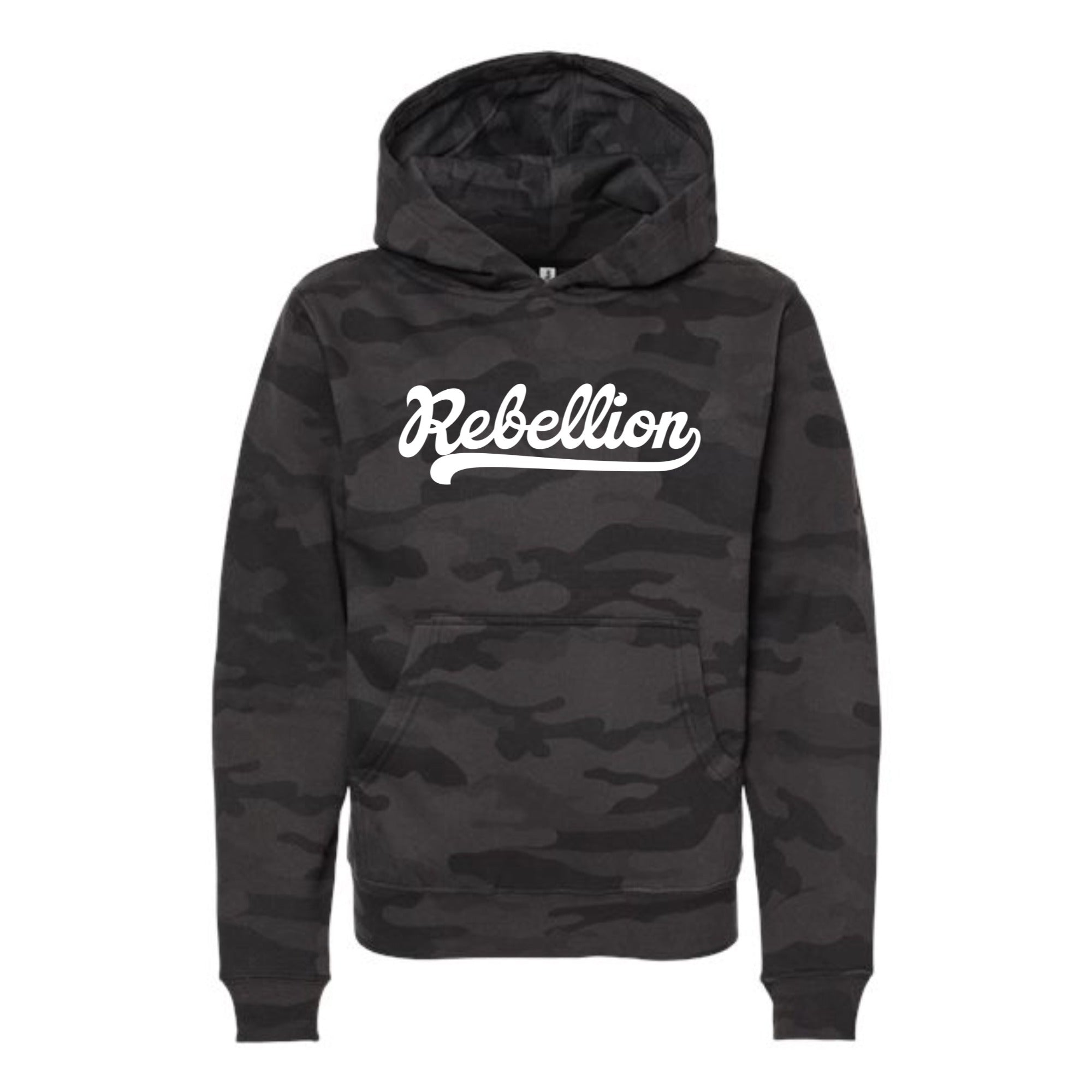 Rebellion Script Youth Camo Hooded Sweatshirt