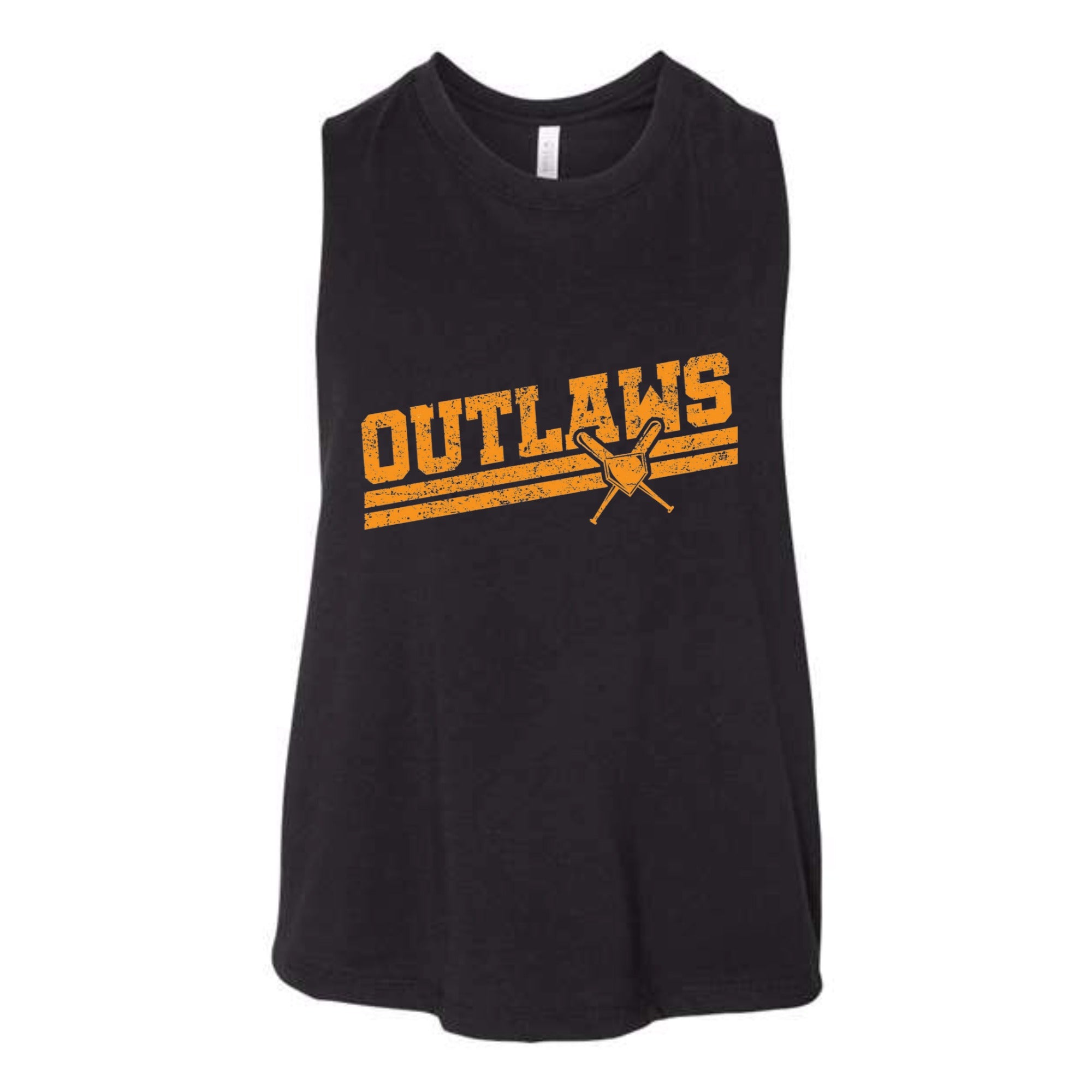 Outlaws Baseball Slant Women's Cropped Racerback Tank