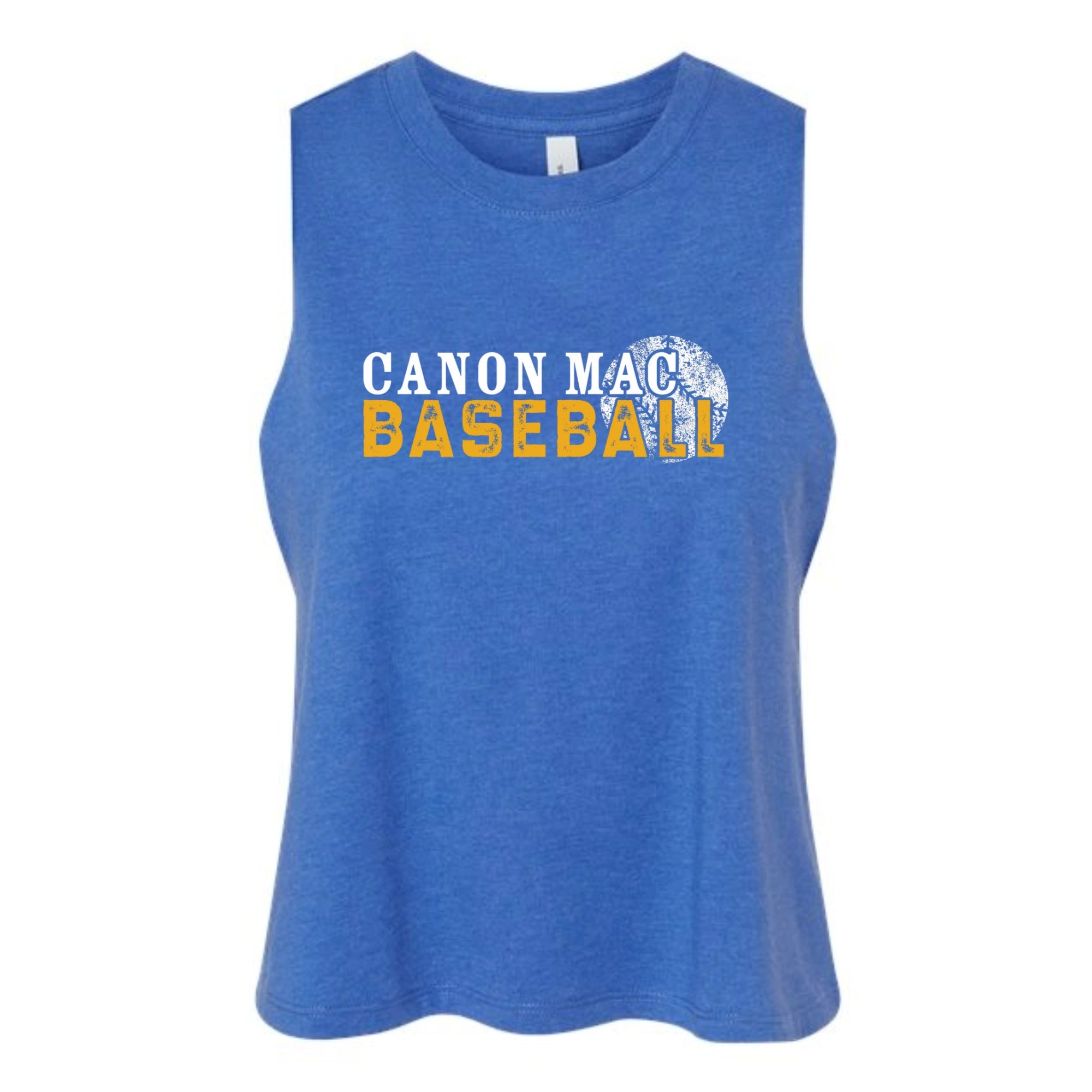 Canon Mac Baseball Distressed Women's Cropped Racerback Tank