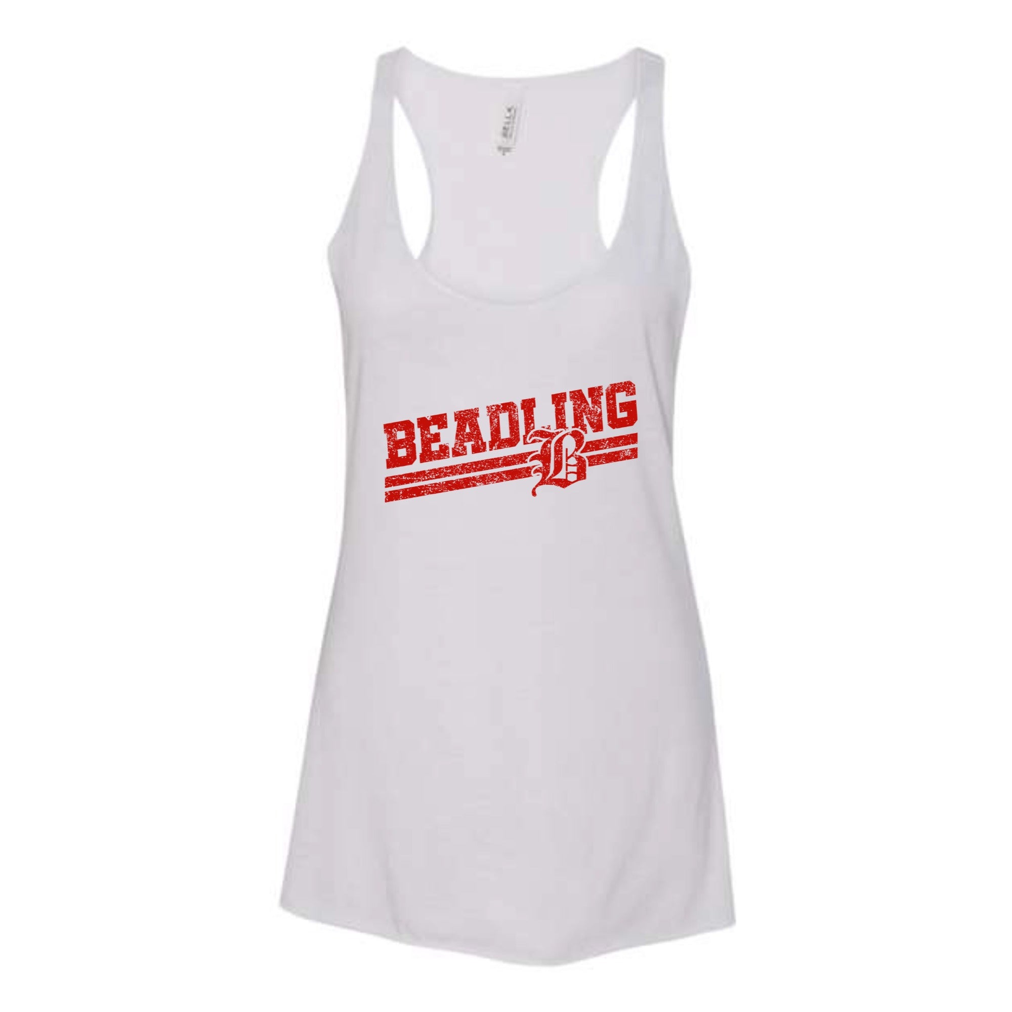 Beadling Soccer Red Slant Women's Tri-blend Racerback Tank