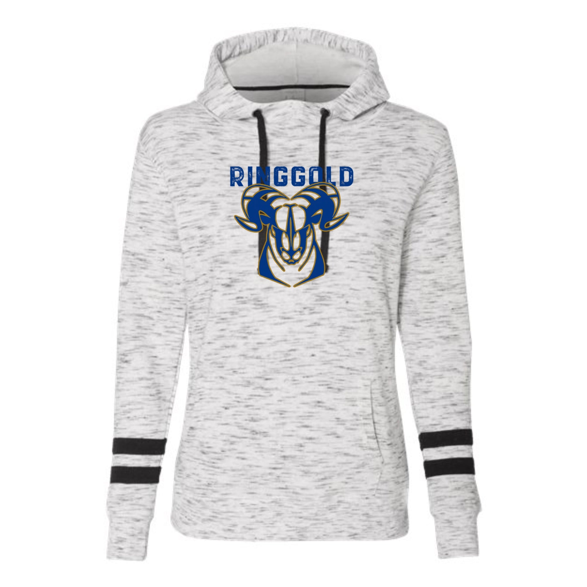 Ringgold Ram Women’s Mélange Striped-Sleeve Hoodie