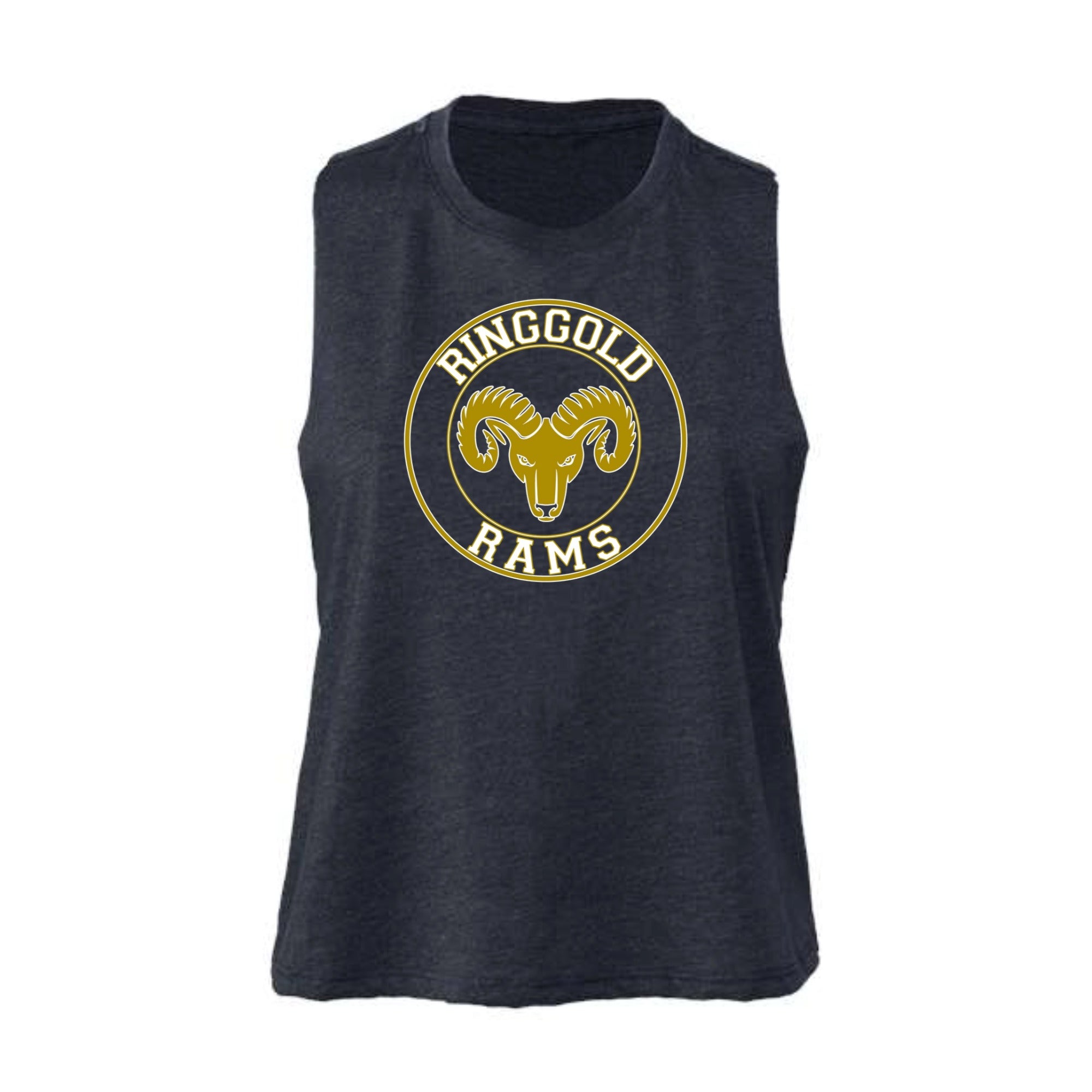 Ringgold Rams Circle Women's Cropped Racerback Tank