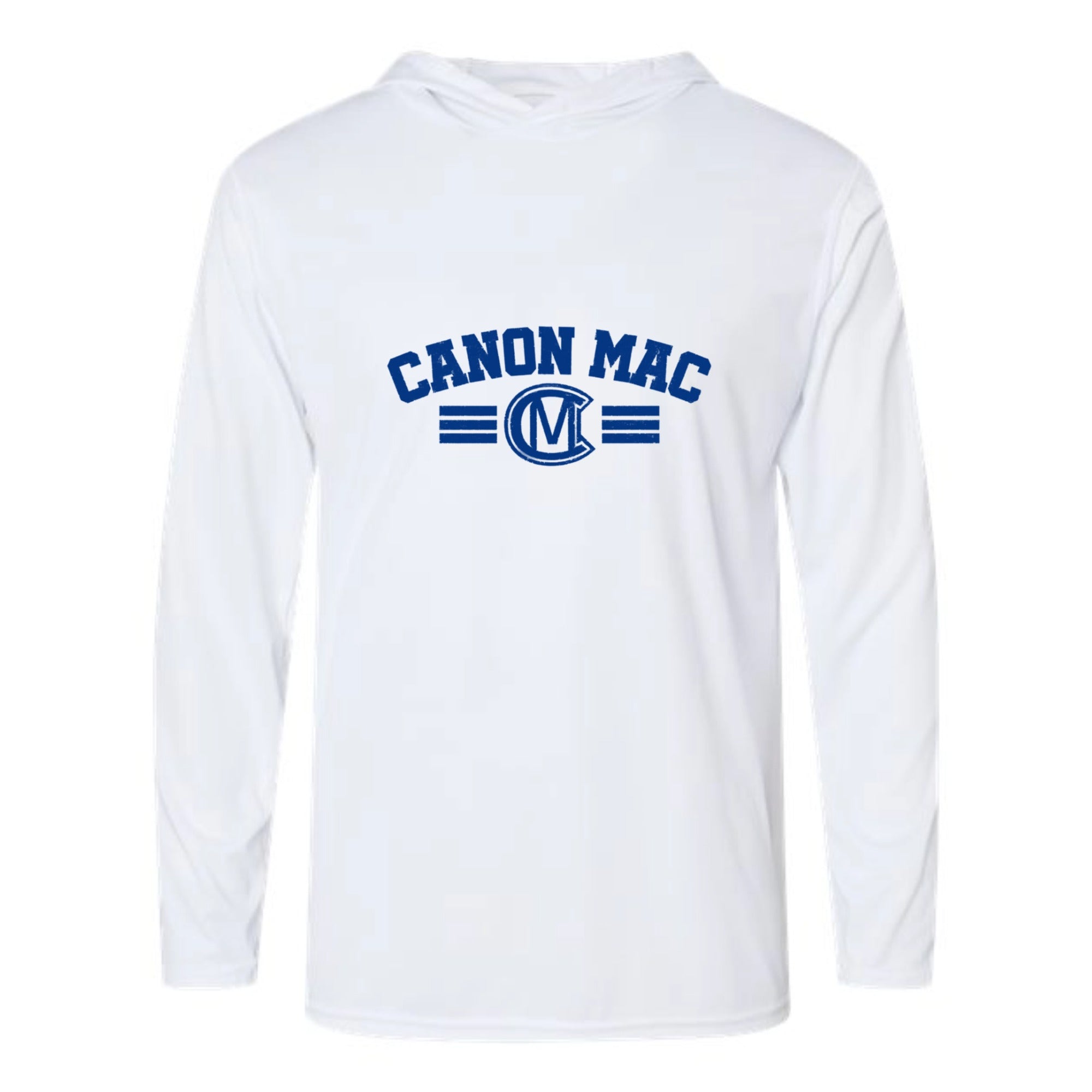 Canon Mac Bold Royal Unisex Hooded Long Sleeved Performance Tee