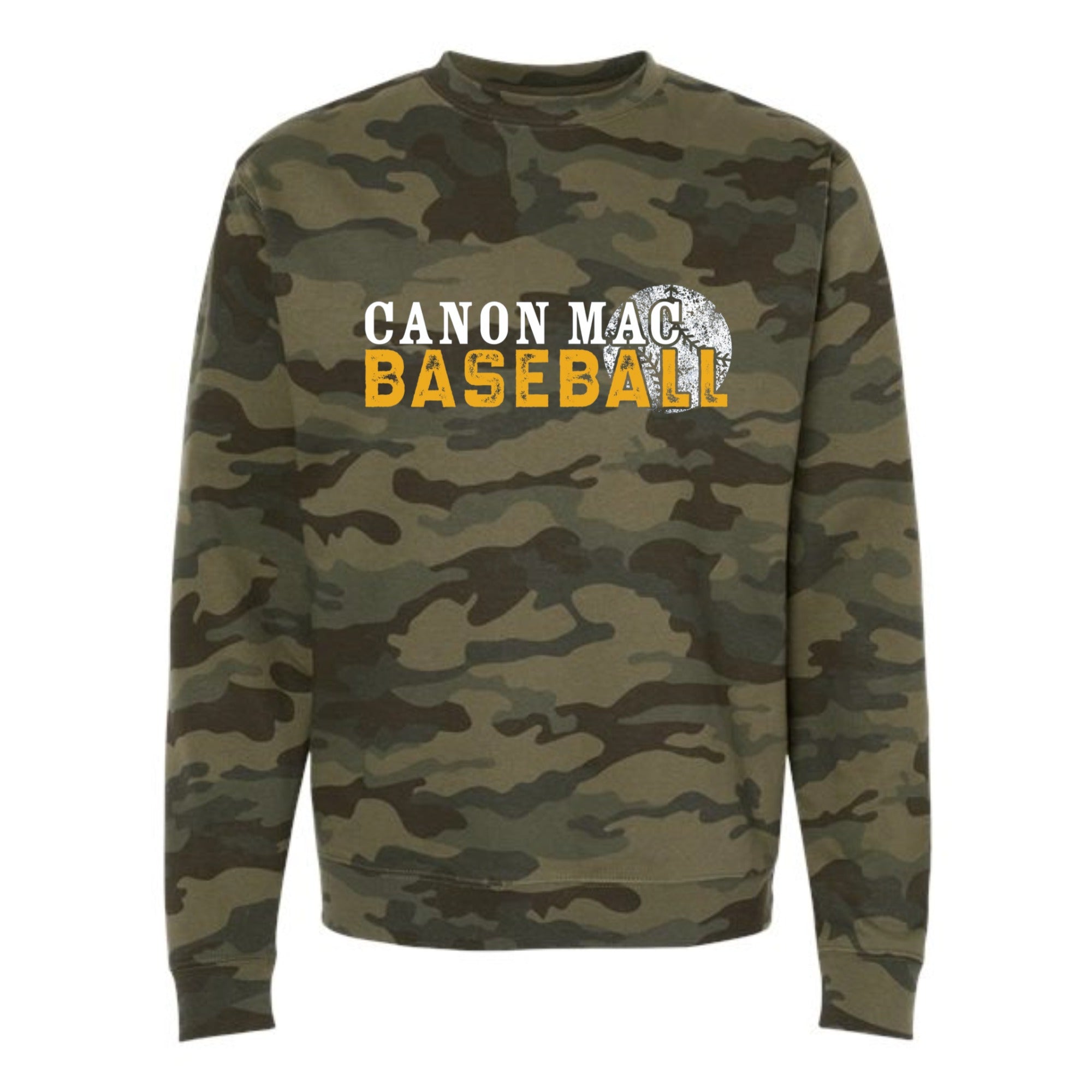 Canon Mac Baseball Distressed Camo Crewneck Sweatshirt