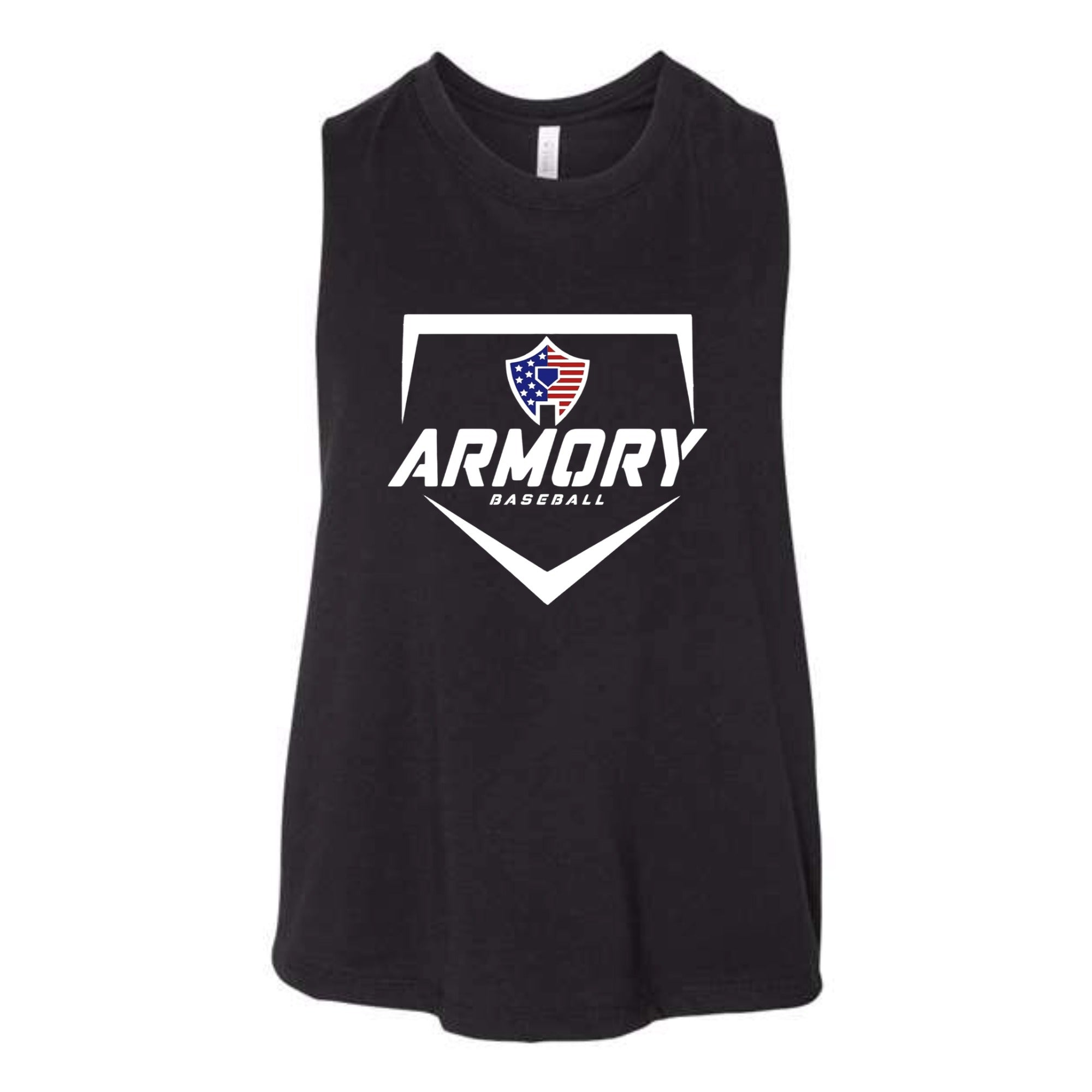 Armory Baseball Patriotic Women's Cropped Racerback Tank