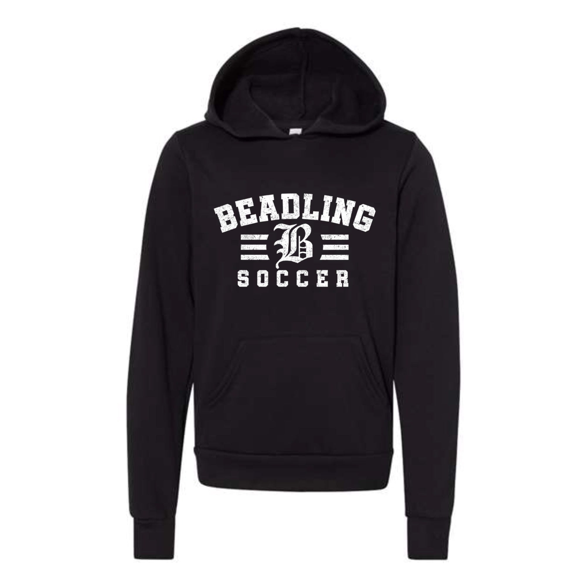 Beadling Soccer White Bold Youth Fleece Hooded Sweatshirt