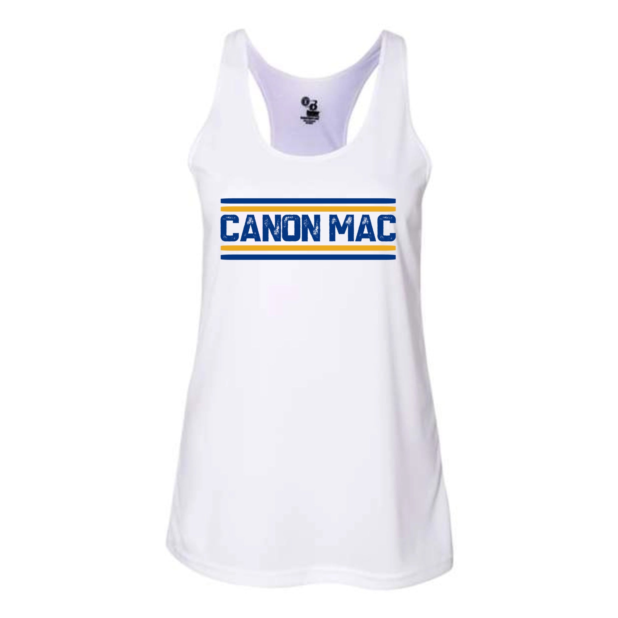 Canon Mac Blue Gold Lines Sublimation Women's Performance Racerback Tank