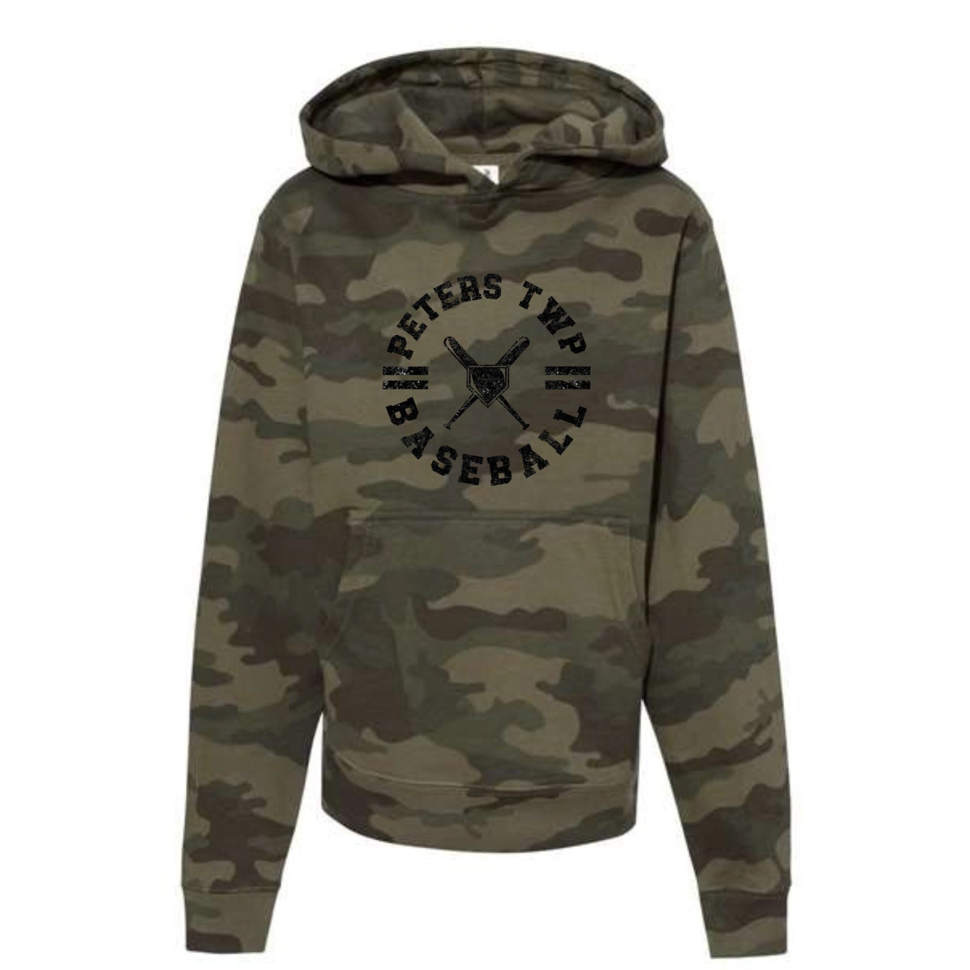 Peters Baseball Circle Youth Camo Hooded Sweatshirt