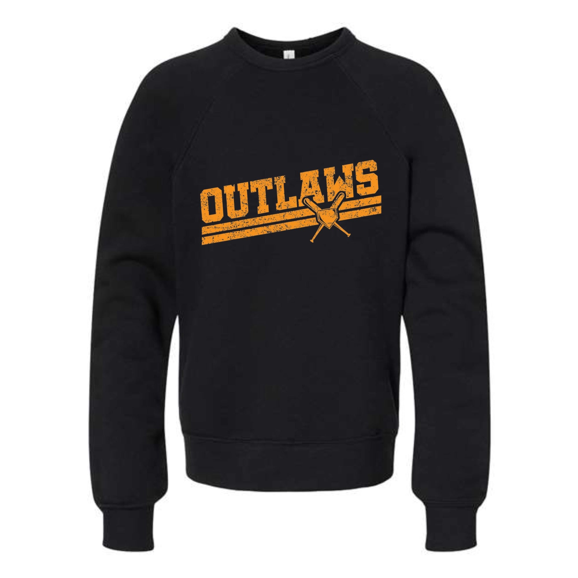 Outlaws Baseball Slant Youth Fleece Crewneck Sweatshirt