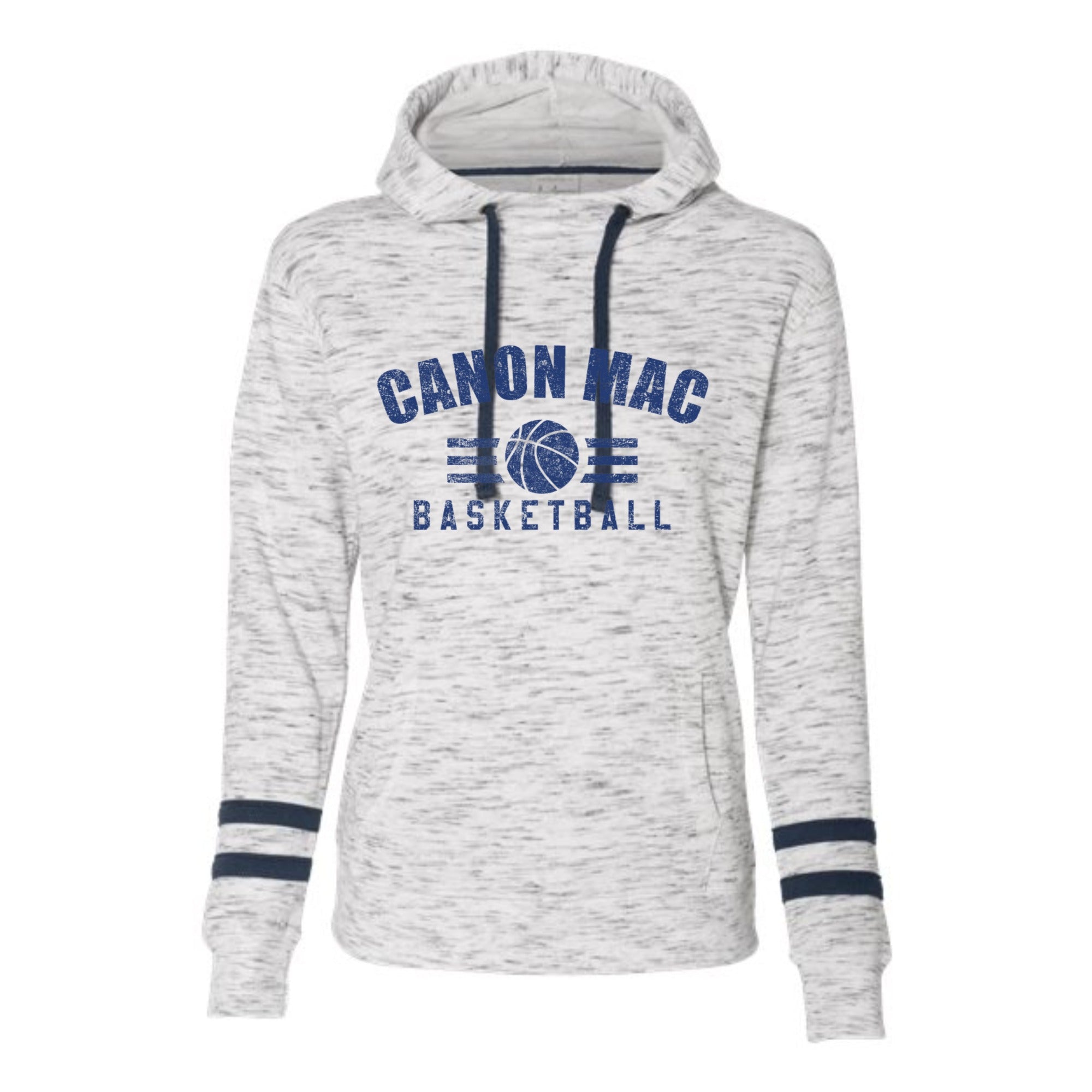 Canon Mac Basketball Bold Women’s Mélange Striped-Sleeve Hoodie