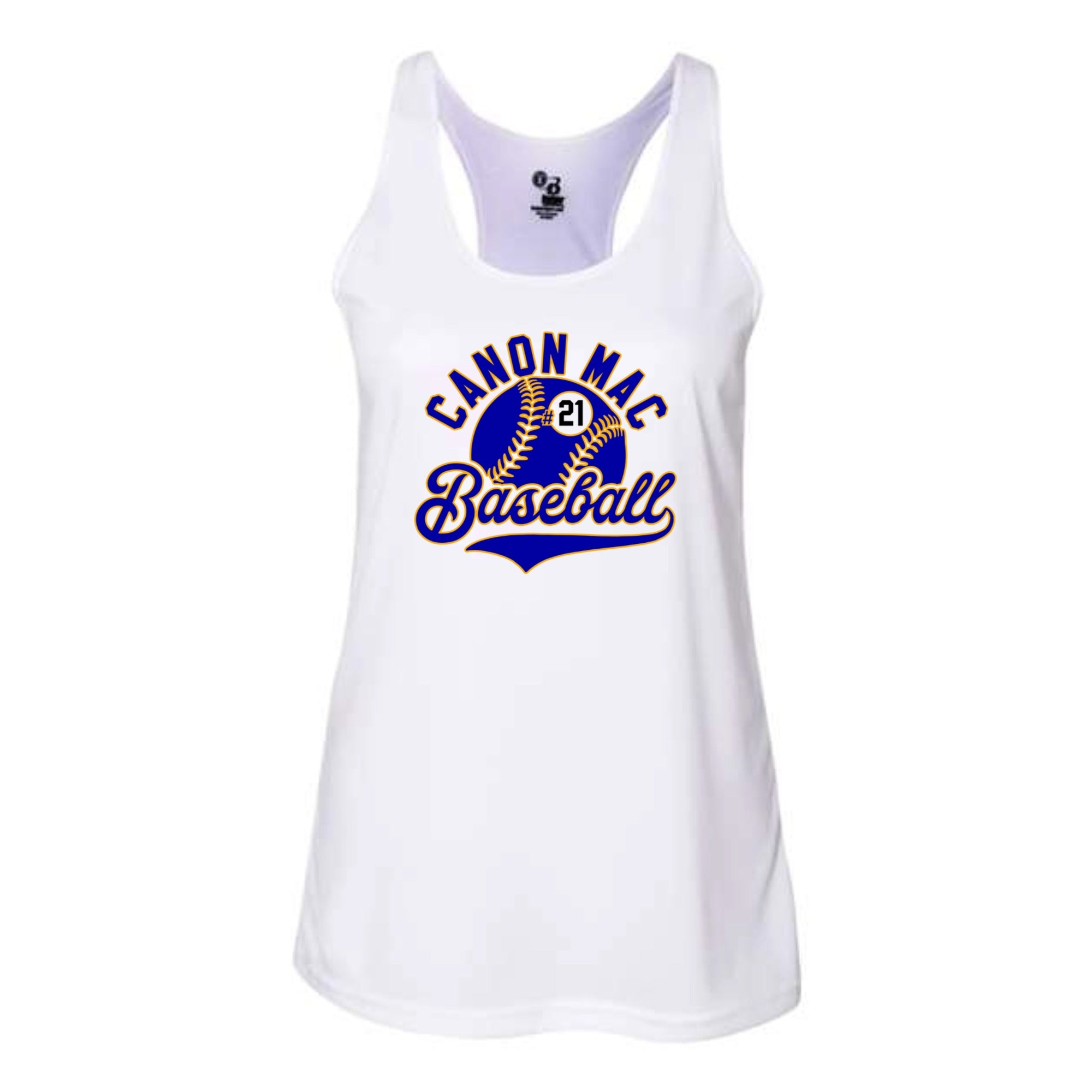 Canon Mac Baseball Sublimation with Number Women's Performance Racerback Tank