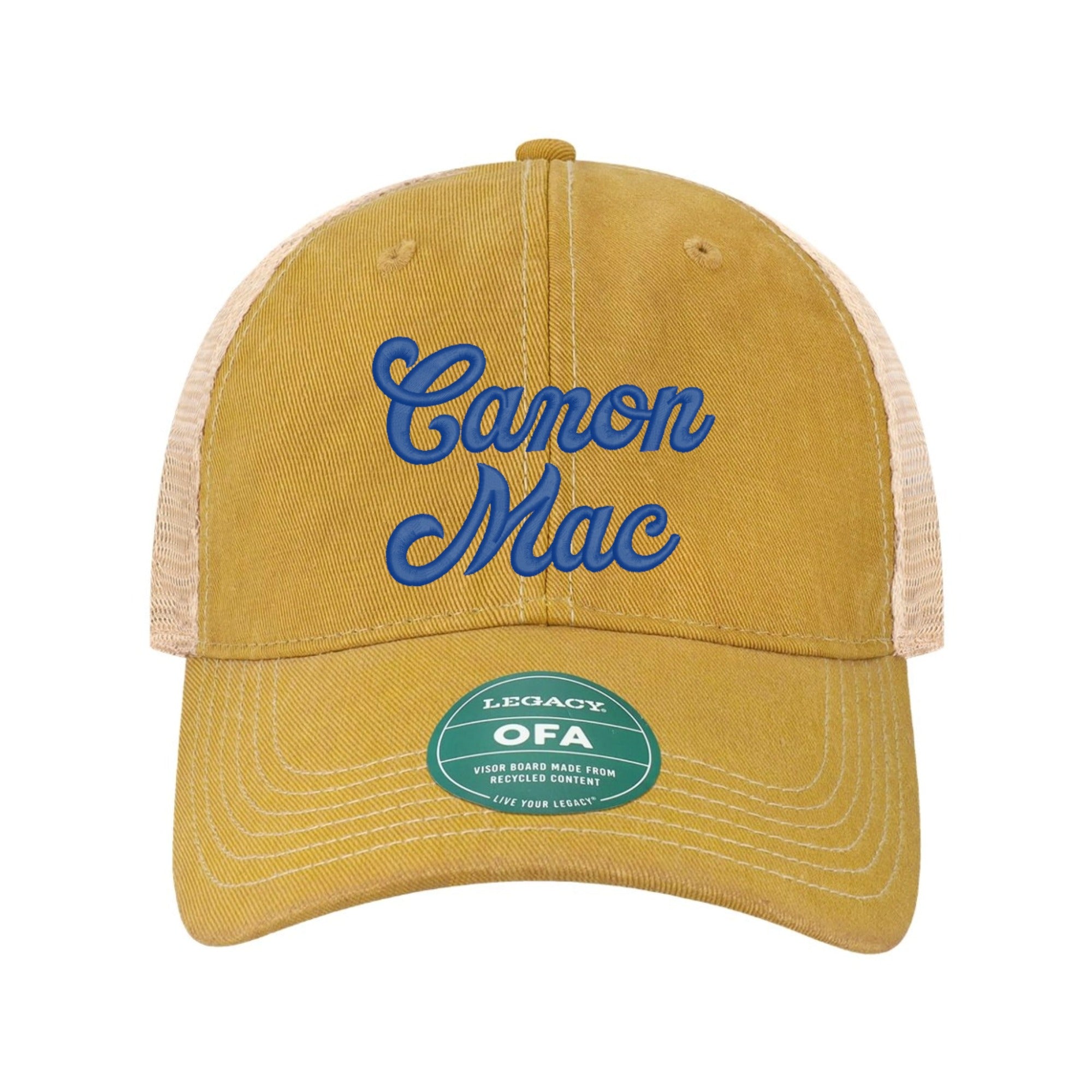 Canon Mac Blue Script Old Favorite Trucker Hat