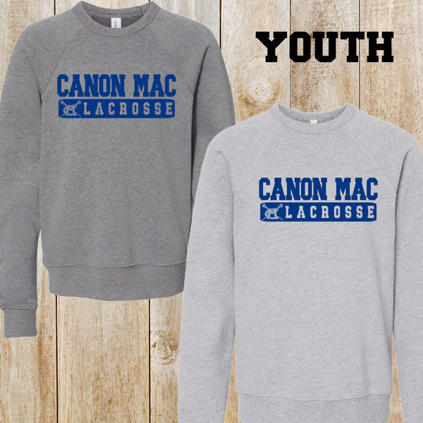 Canon Mac Lacrosse Youth Bella + Canvas fleece crew neck