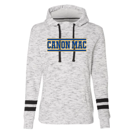 Canon Mac Blue Gold Stripe Women’s Mélange Striped-Sleeve Hoodie