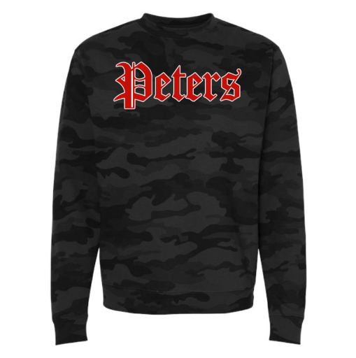 Peters Vintage Red and White Outline Camo Crewneck Sweatshirt