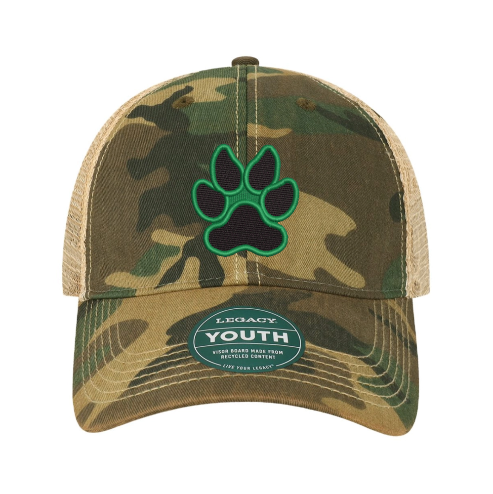 South Fayette Green Paw Youth Old Favorite Trucker Hat