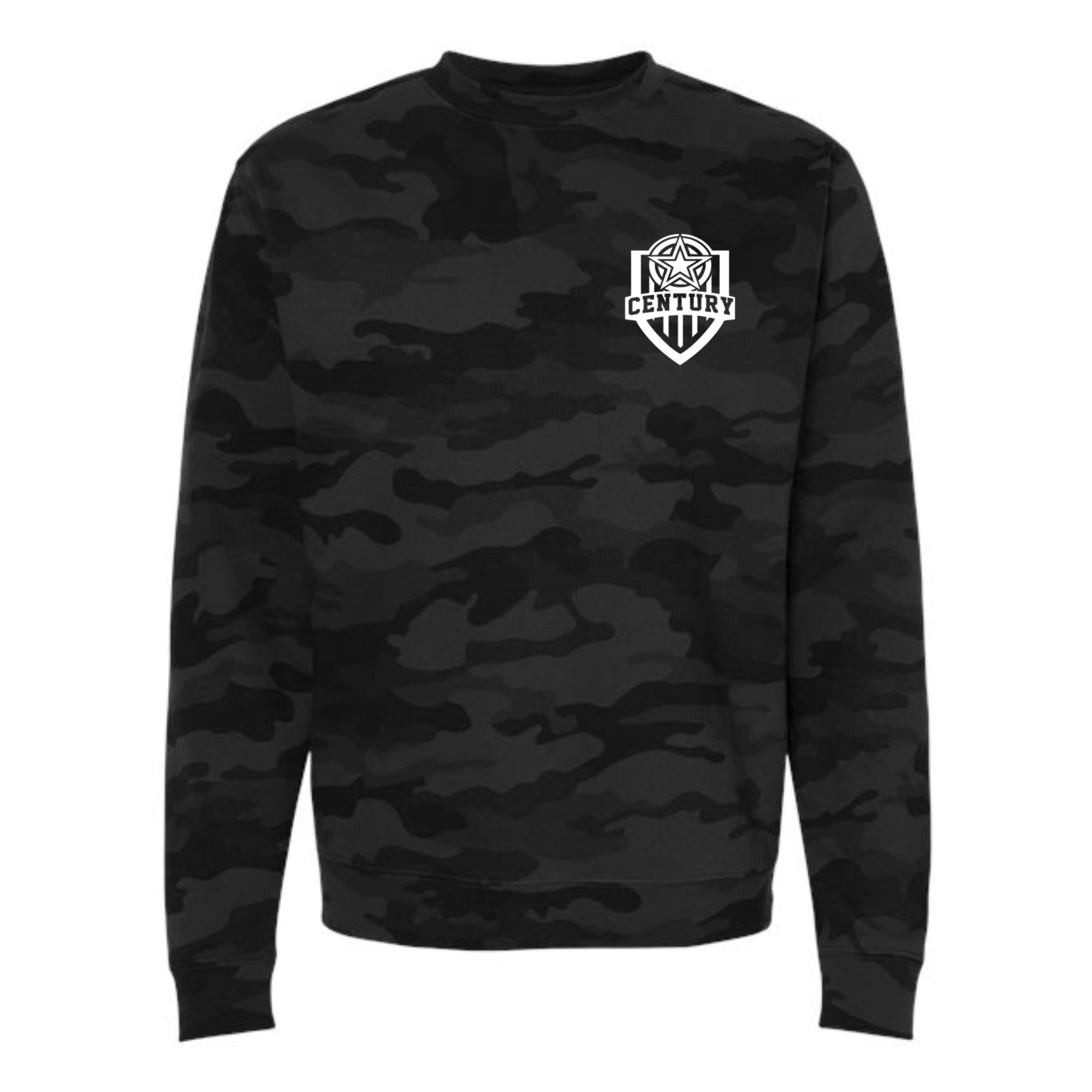 Century Soccer Logo Camo Crewneck Sweatshirt Pocket Size