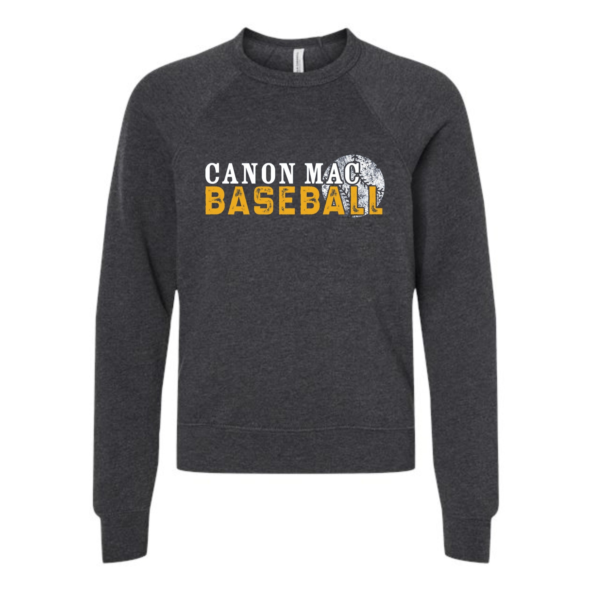 Canon Mac Baseball Distressed Youth Fleece Crewneck Sweatshirt