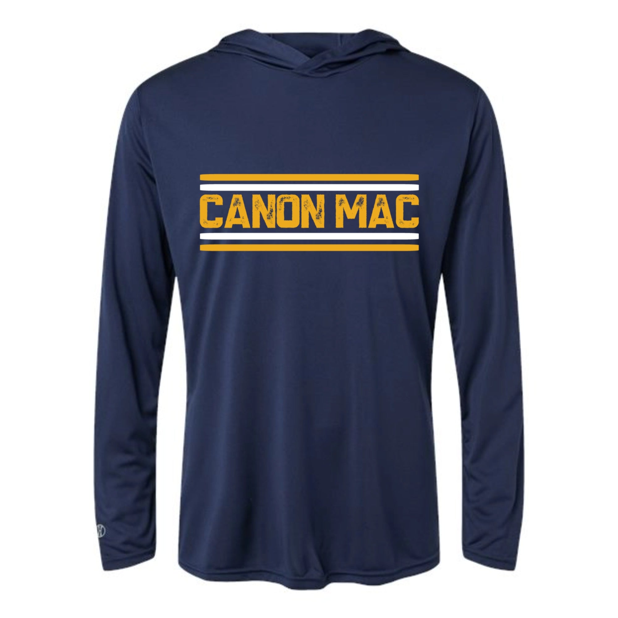 Canon Mac Stripe Gold and White Unisex Hooded Long Sleeved Performance Tee