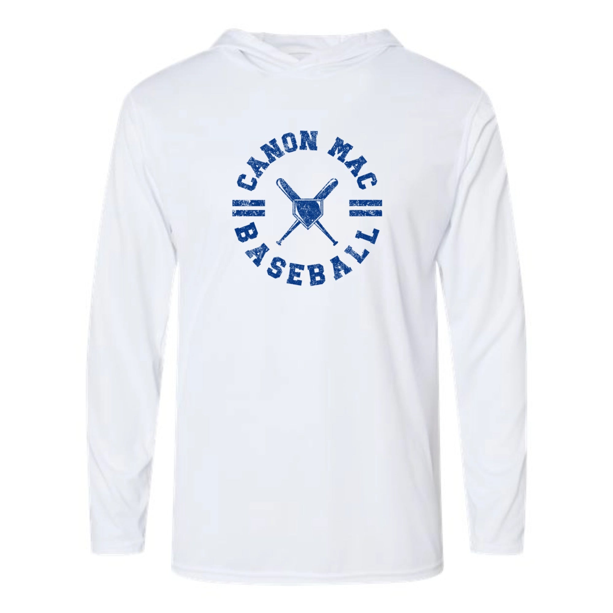 Canon Mac Baseball Circle Unisex Hooded Long Sleeved Performance Tee