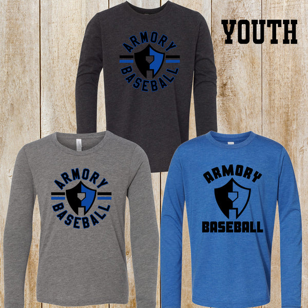 Armory Baseball Youth Bella + Canvas tri-blend long-sleeved tee