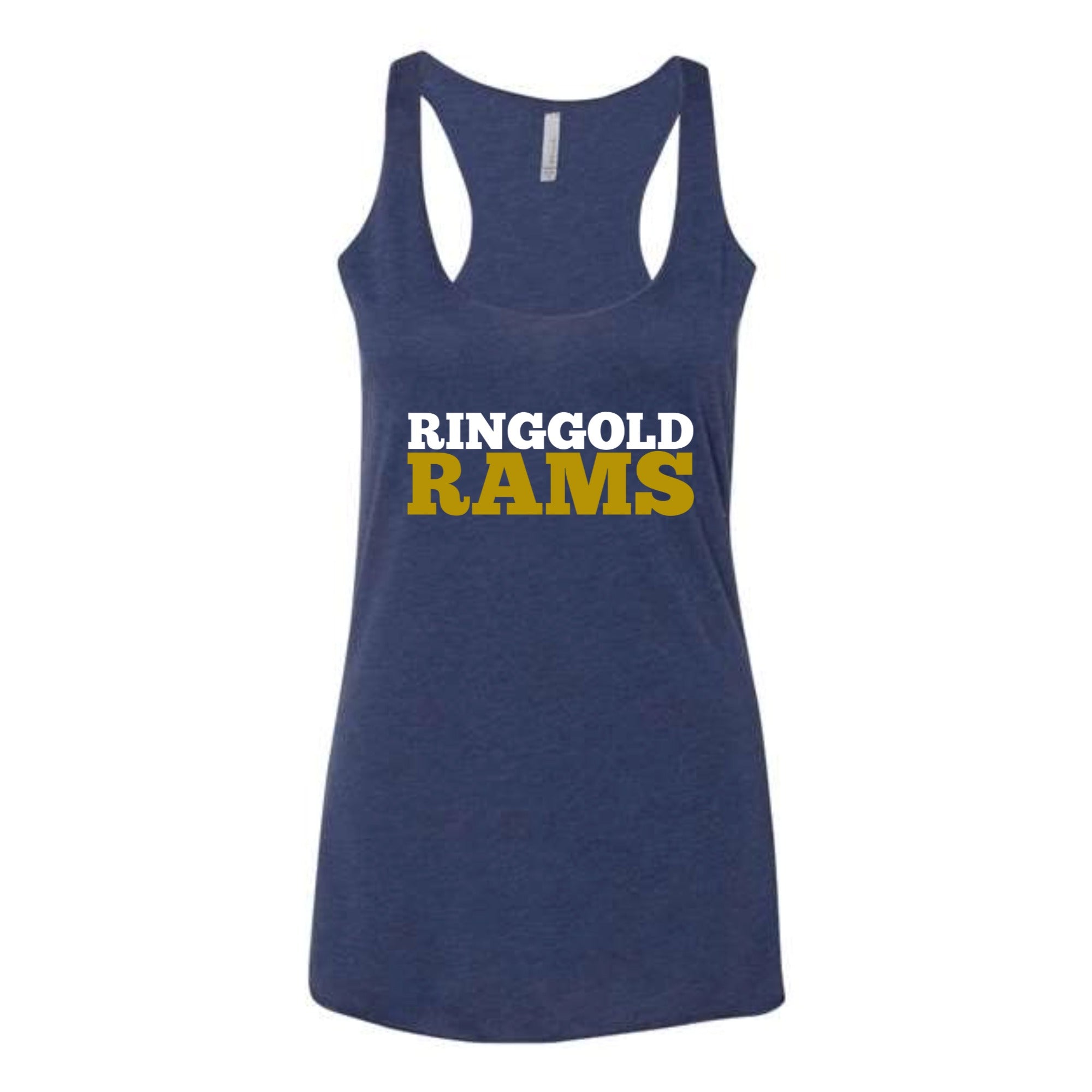 Ringgold Rams Block Women's Tri-blend Racerback Tank