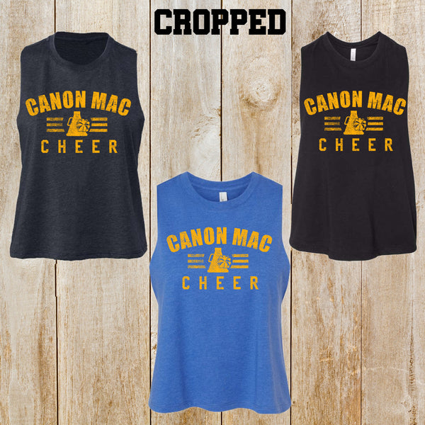 Canon Mac Cheer Bella + Canvas Women's Racerback Crop Tank