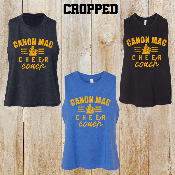 Canon Mac Cheer Coach Bella + Canvas Women's Racerback Crop Tank