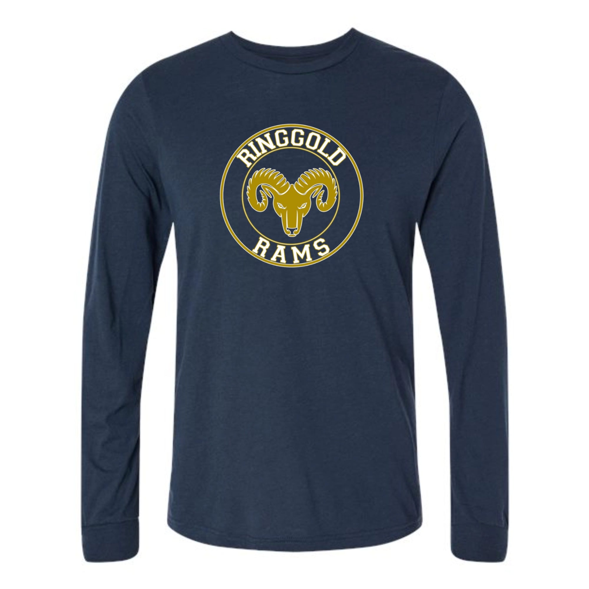 Ringgold Rams Circle Long Sleeved Tri-blend Unisex Tee