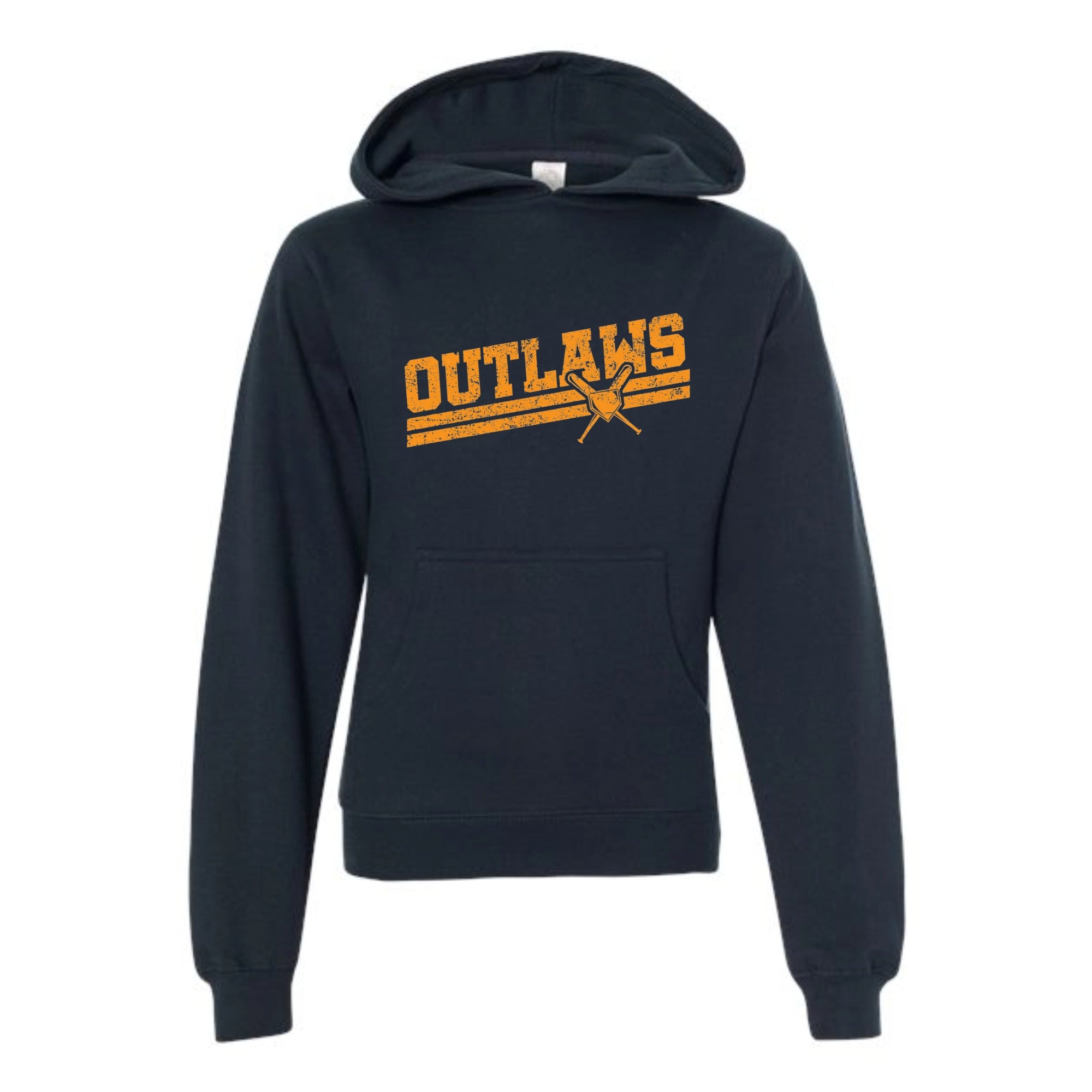 Outlaws Baseball Slant Youth Midweight Hooded Sweatshirt