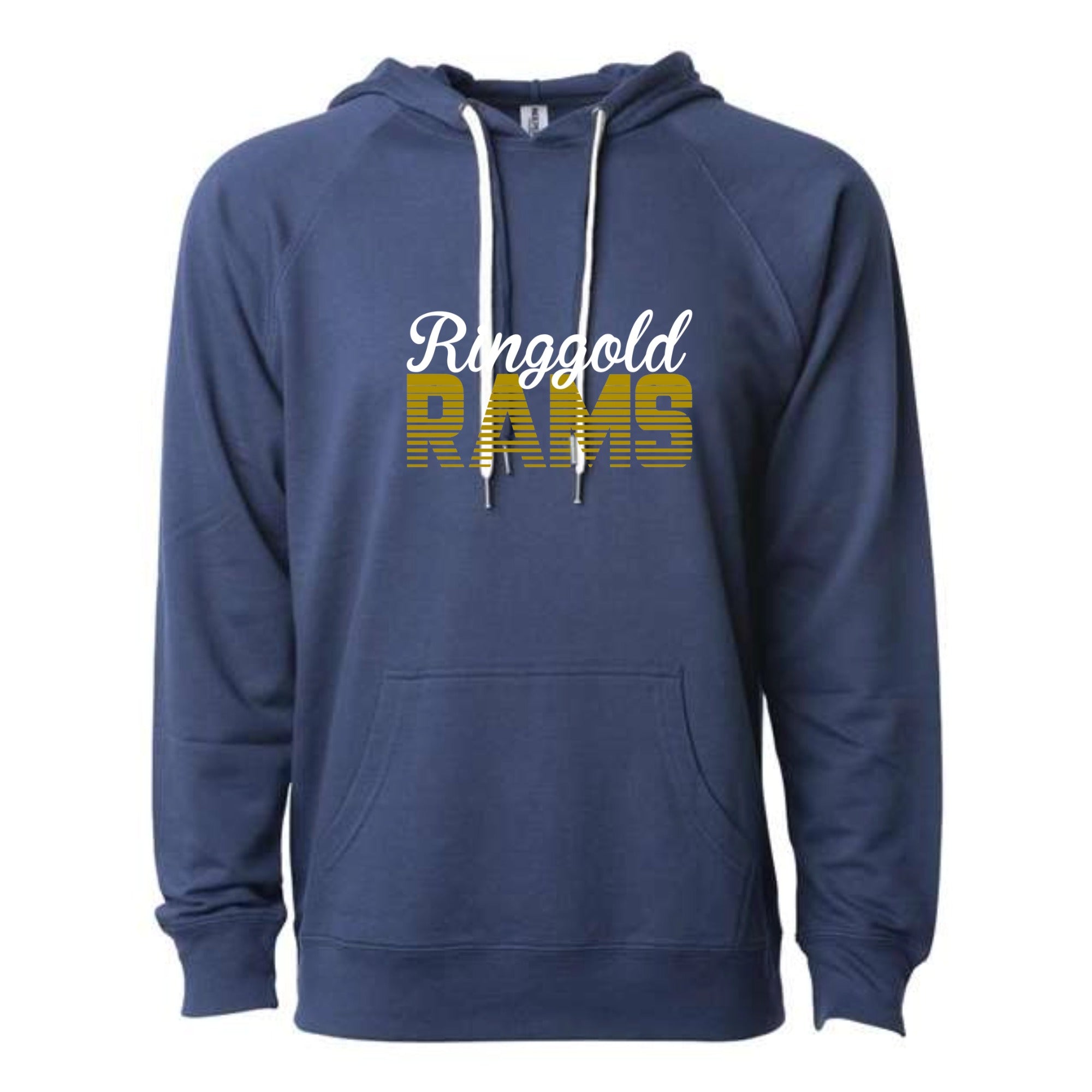 Ringgold Rams Retro Lightweight Loopback Terry Hooded Sweatshirt