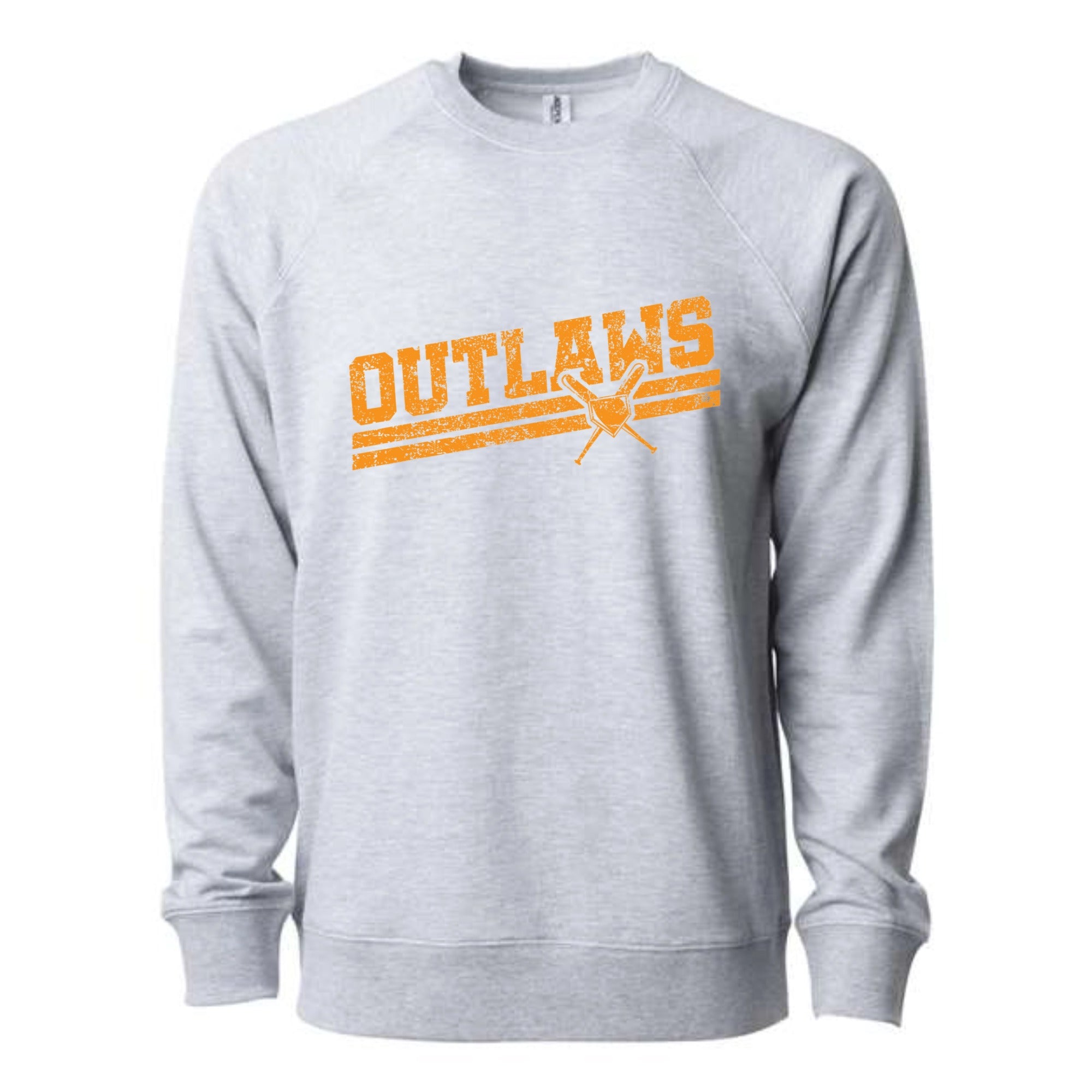 Outlaws Baseball Slant Lightweight Loopback Terry Crewneck Sweatshirt