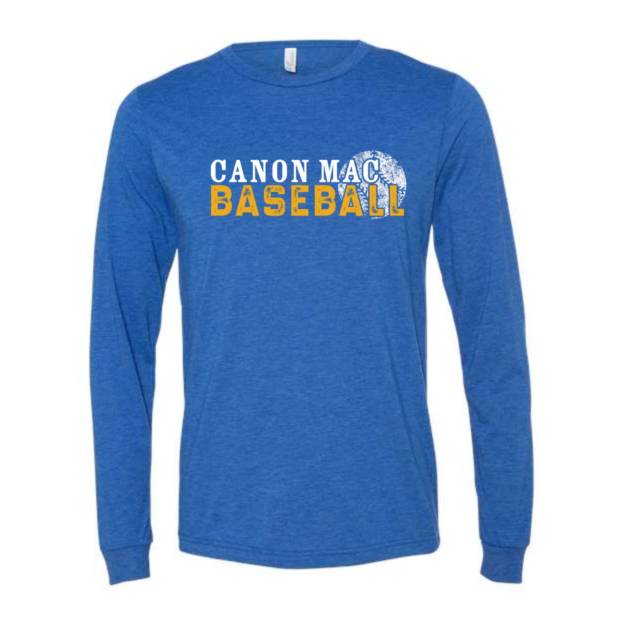 Canon Mac Baseball Distressed Long Sleeved Tri-blend Unisex Tee