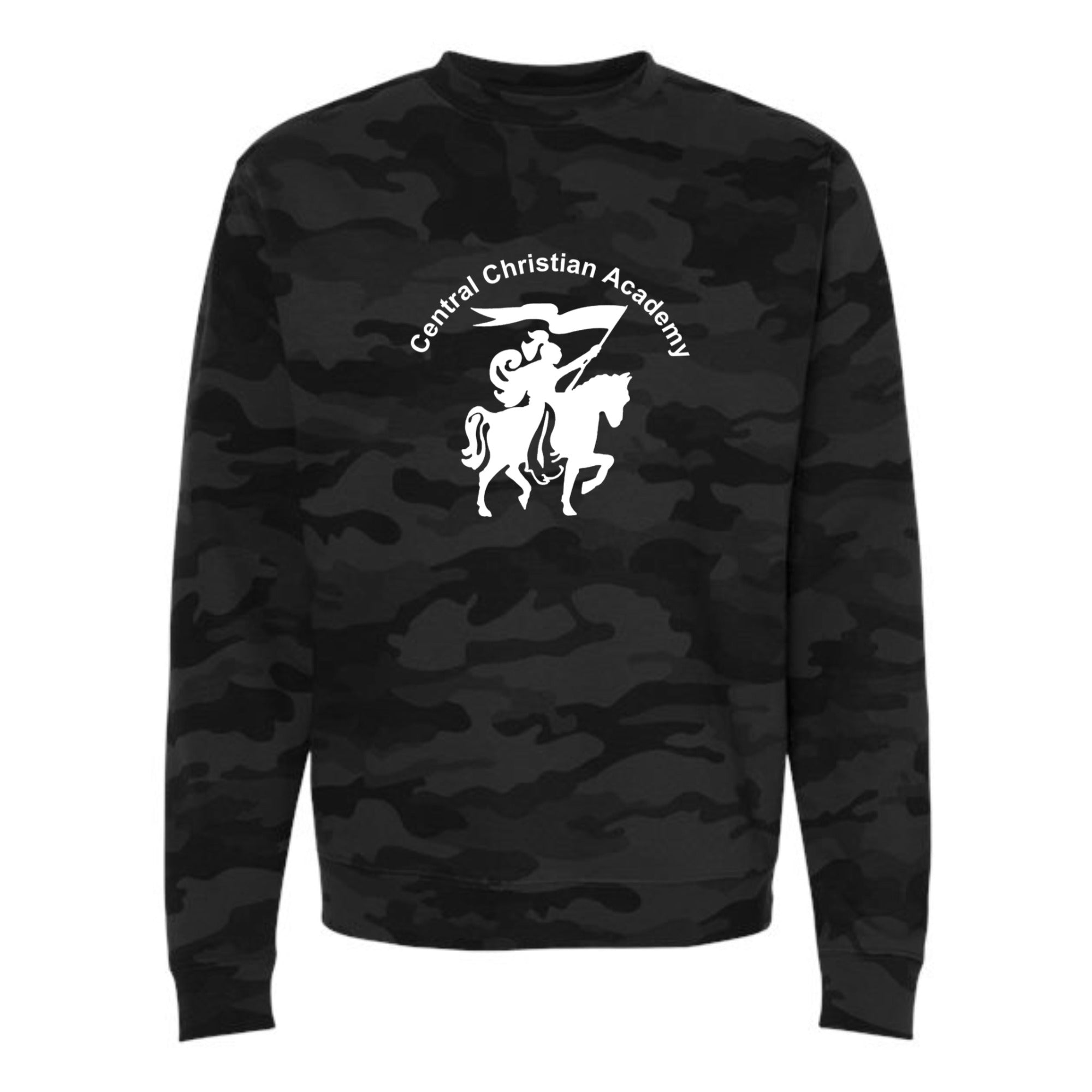 Central Christian Academy Logo Camo Crewneck Sweatshirt