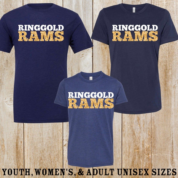 Ringgold Rams design tri-blend tee (Unisex, Women's or Youth)